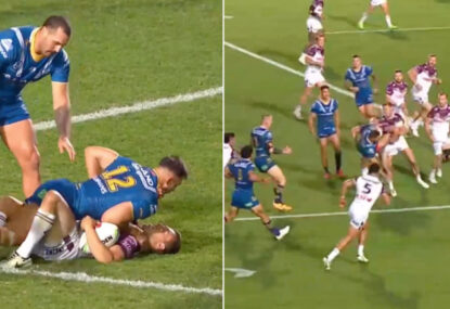 WATCH: Luke Brooks gets absolutely levelled by Matterson, makes it his mission to get him back