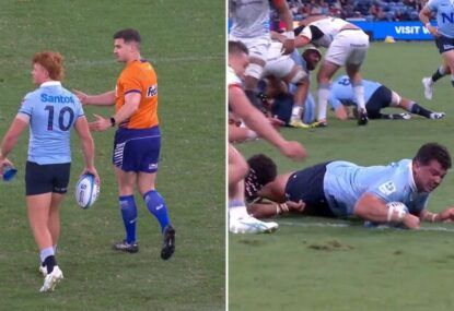 Waratahs capitalise on refereeing confusion to upgrade a penalty goal into a converted try