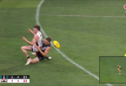 'He played for that': Hodge, Power fans filthy as Saint wins dodgy dangerous tackle free