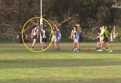 WATCH: North great sent off on local footy debut after appearing to headbutt opponent