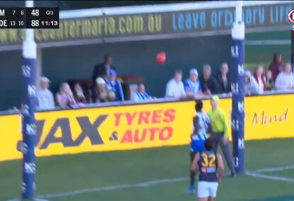 WATCH: Did North defender give up too early on late-dipping Crows goal?