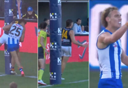 'Glad there's not a finals berth riding on it': 'Weird' sequence, ump blunder sees North gifted goal