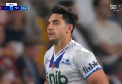 Blues end the first half a player down after Bryce Heem was yellow-carded for high contact