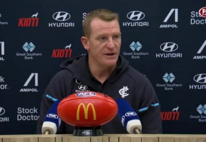 'It was unacceptable': Michael Voss slams Blues defence in Geelong loss