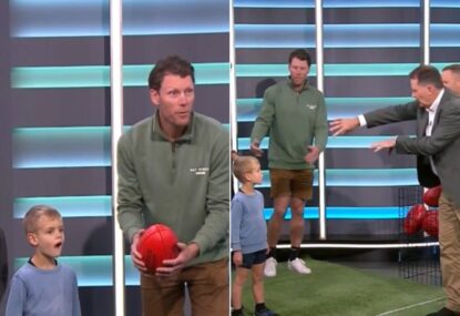 'Turn the other way': Tony Jones brutally roasts former Port mid's poor handballing in front of his sons