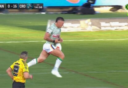 Cronulla immediately punish Danny Levi's nightmare fumble with the line wide open