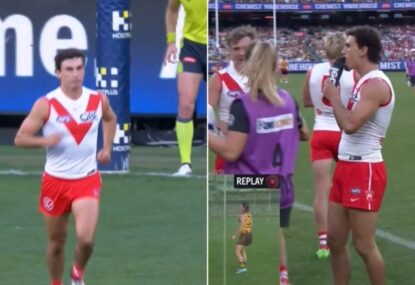 WATCH: The post-goal snub that has reignited rumours of friction between Swan and teammates