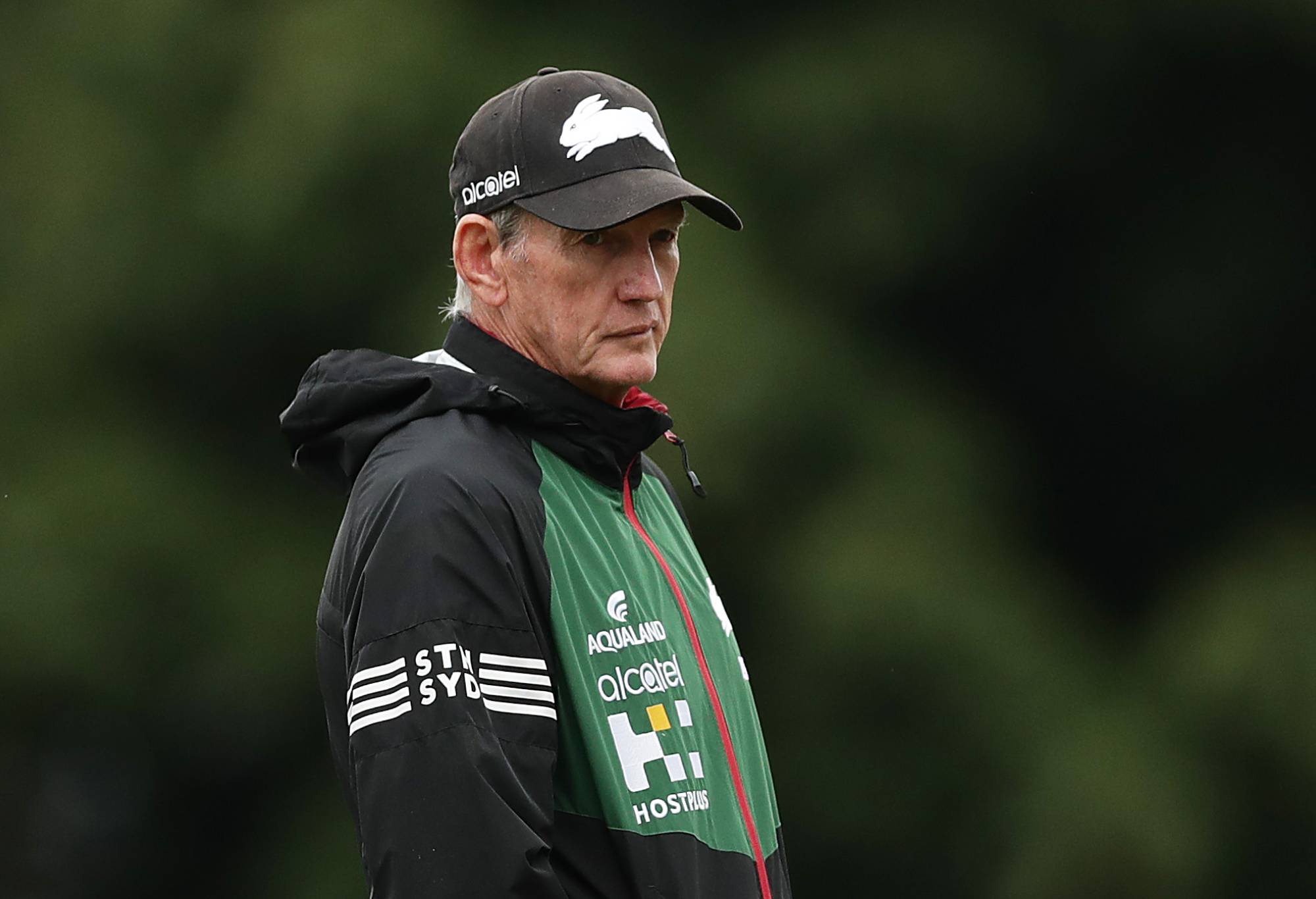 SYDNEY, AUSTRALIA - MARCH 09: Rabbitohs head coach Wayne Bennett looks on during a South Sydney Rabbitohs NRL training session at Redfern Oval on March 09, 2020 in Sydney, Australia. (Photo by Mark Metcalfe/Getty Images)