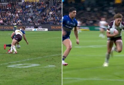 Parramatta pay the ultimate price for shocking pass as Reece Walsh blazes the length of field
