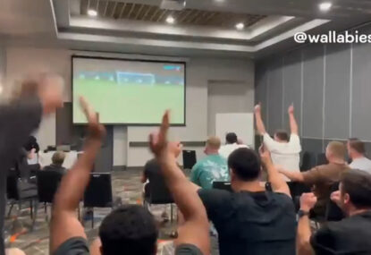 REACTION: Wallabies watch the Matildas qualify for semi finals during Darwin camp
