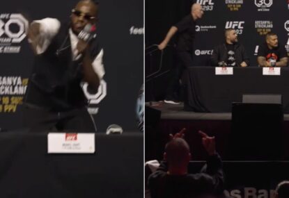 LANGUAGE WARNING: 'F--king p---y!' UFC star throws bottle at injured fighter in explosive rant
