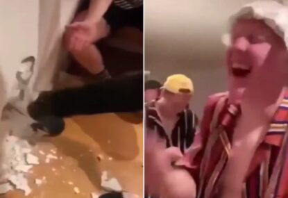 WATCH: Vision emerges of Clayton Oliver putting foot through a wall at house party