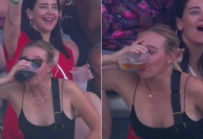 WATCH: 'What a legend!' - Young Saffa fan discovers she's on the big screen, necks two beers with perfect technique