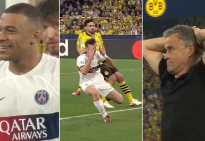 Mbappe can't believe it as PSG hit the post twice, miss deadset sitter in wasteful five minutes
