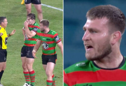 Jai Arrow gives just about every Penrith player some lip on his way off for early sin bin