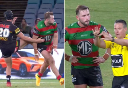 Souths forward incredulous after getting marched... for the same thing that broke Lachlan Ilias' leg