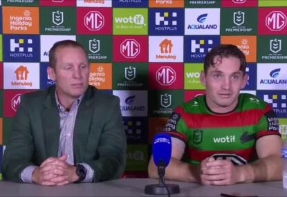 LISTEN: Souths acting coach's blunt, one-word response to Latrell centres question