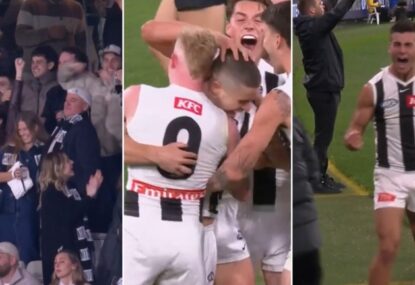 WATCH: Brilliant scenes as mature-aged Pie goals with first kick, sends everyone NUTS
