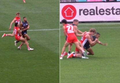 WATCH: 'That's no good' - Swan races in to fight big Giant after ugly bump KOs McCartin