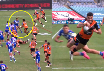 WATCH: Tigers punish a bad defensive read from the Foxx to run away for the game's opening try