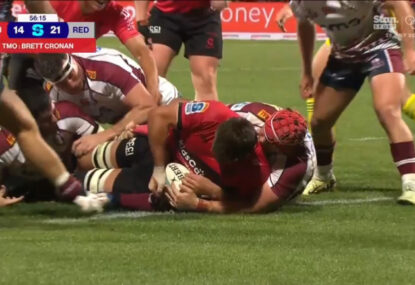 'Never hit the ground': Even the NZ commentators were shocked this Crusaders try was given
