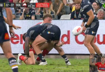 'He's playing tunnel ball!' Feldt inexplicably goes through his legs as he went to play it