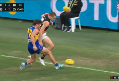 Bombers' defender pays ultimate embarrassment after failing in an attempt to rush a behind
