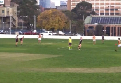 WATCH: VAFA player channels Malcolm Blight, goals after the siren with MONSTER torp!