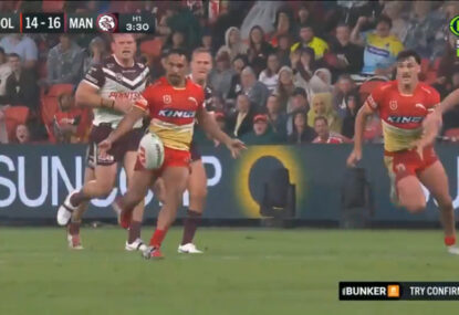 Dolphins fullback's contender for try of the season as Manly capitulate just before the break