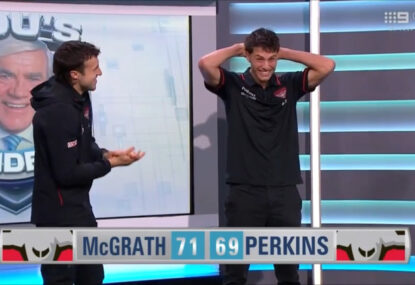 WATCH: Young Don in disbelief as McGrath pinches handballing comp win with clutch bullseye