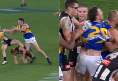 WATCH: Things get heated as McGovern irons out Pies debutant after the siren